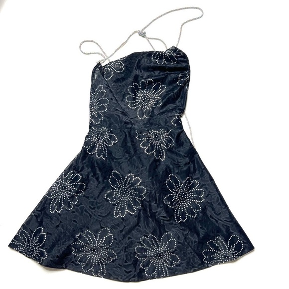 FOR LOVE & LEMONS black floral crystal embellished PAMELA mini dress - Picture 6 of 11